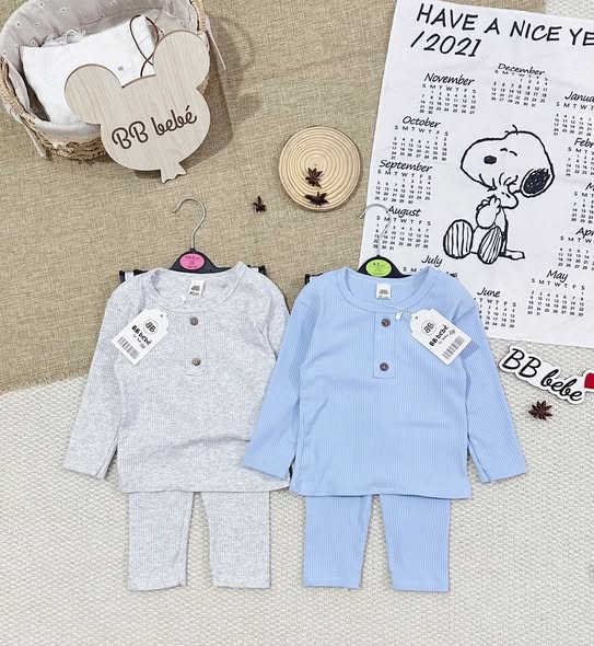 Combo 2 bộ ngủ dài tay tăm cho bé trai, bé gái