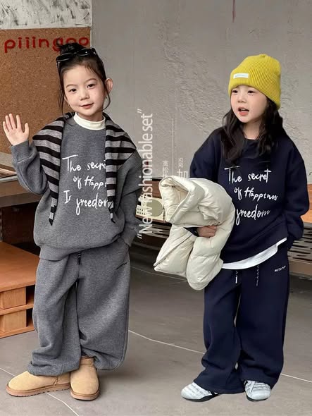 Set nỉ sweater dày dặn siêu cool cho bé trai, bé gái