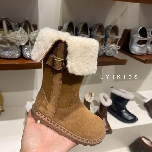 Giày boot da lộn lật lông Na 27-37