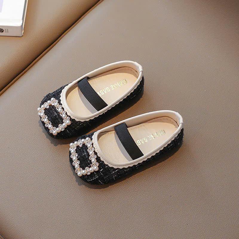 Giày dạ ngọc vuông cho bé gái