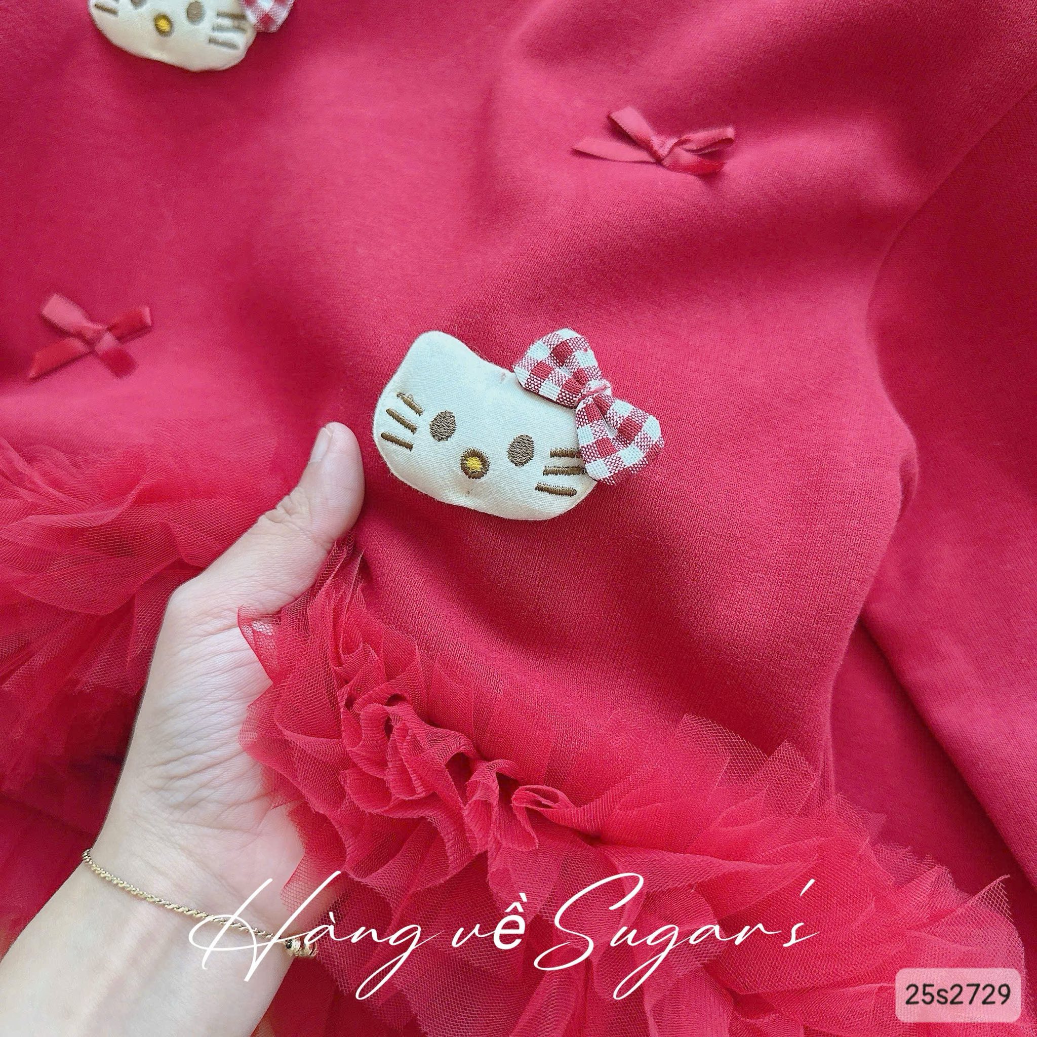 Set nỉ đỏ pha ren xinh yêu cho bé gái