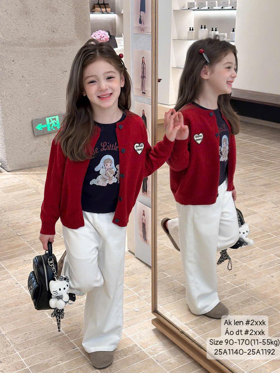 Áo Cardigan len thêu tim xinh yêu cho bé gái