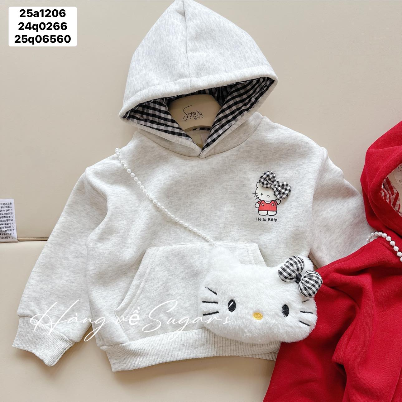Áo hoodie kitty kèm túi xinh cho bé gái