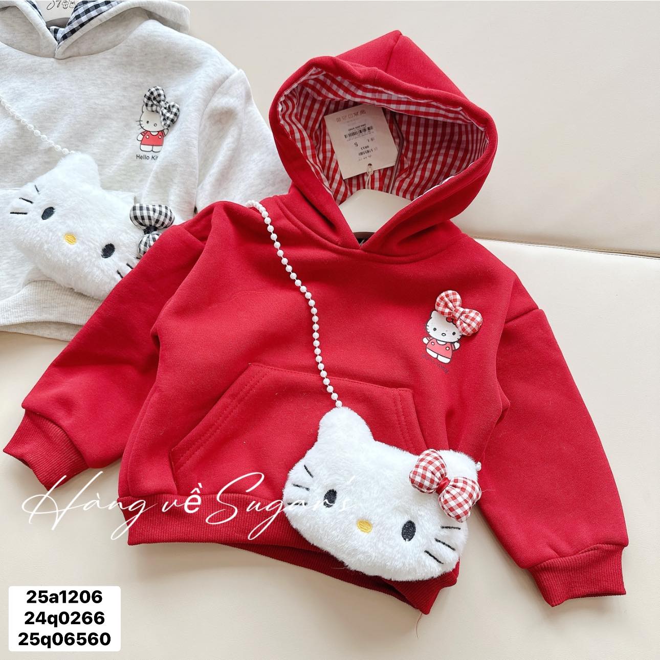 Áo hoodie kitty kèm túi xinh cho bé gái