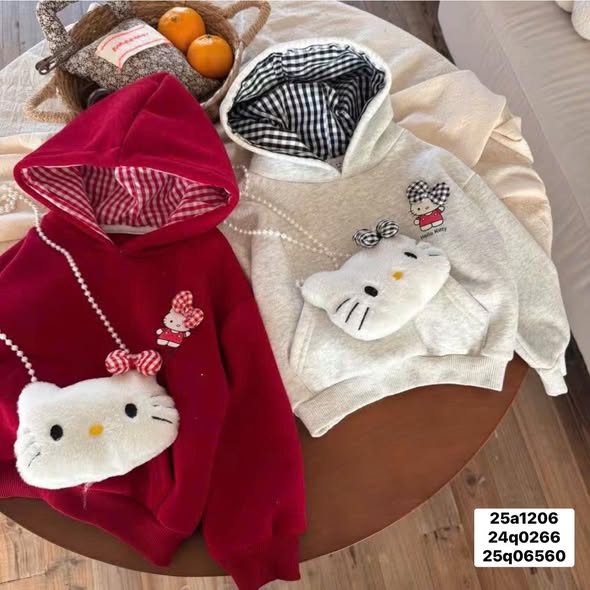 Áo hoodie kitty kèm túi xinh cho bé gái