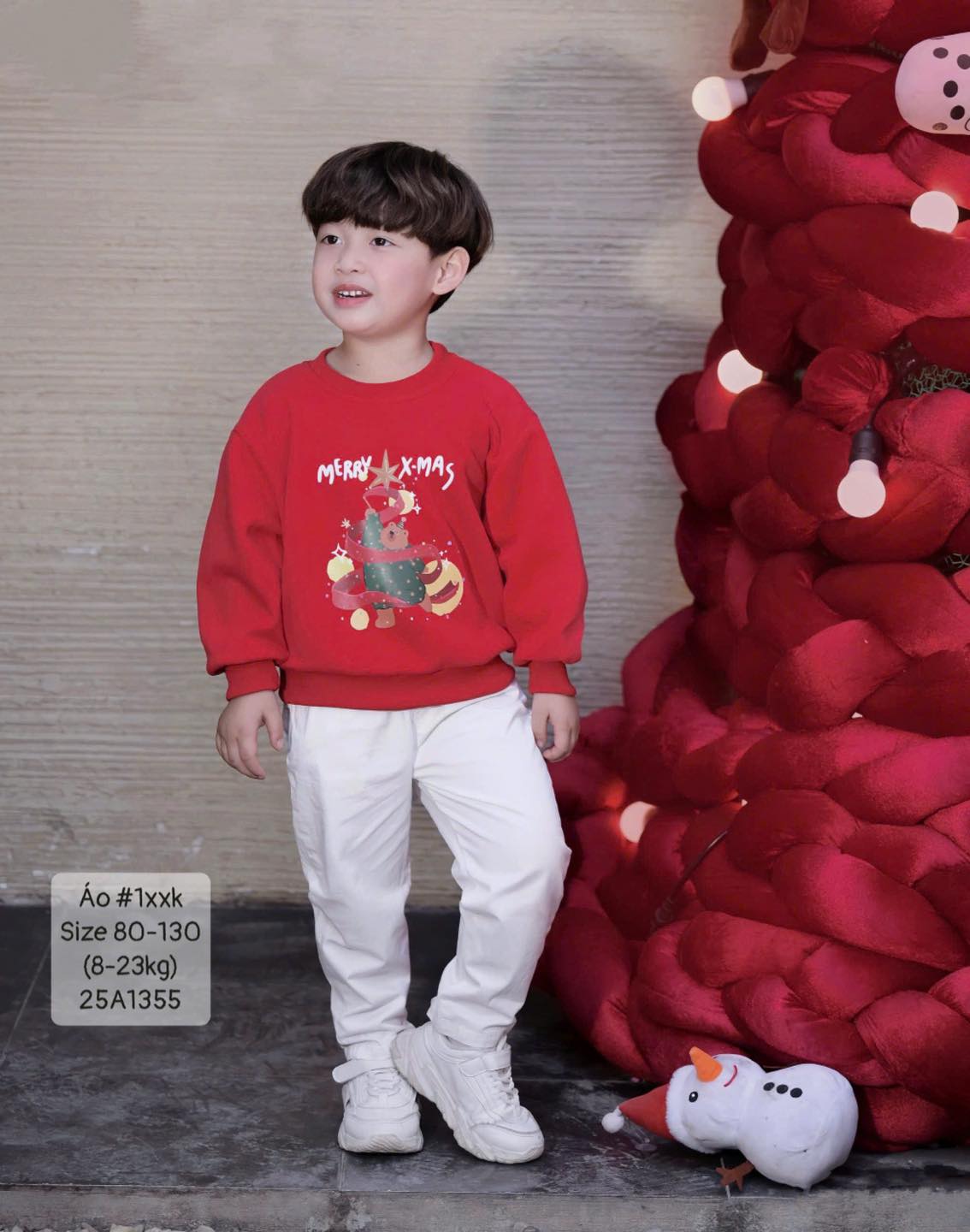 Áo nỉ đỏ Noel cho bé trai- bé gái