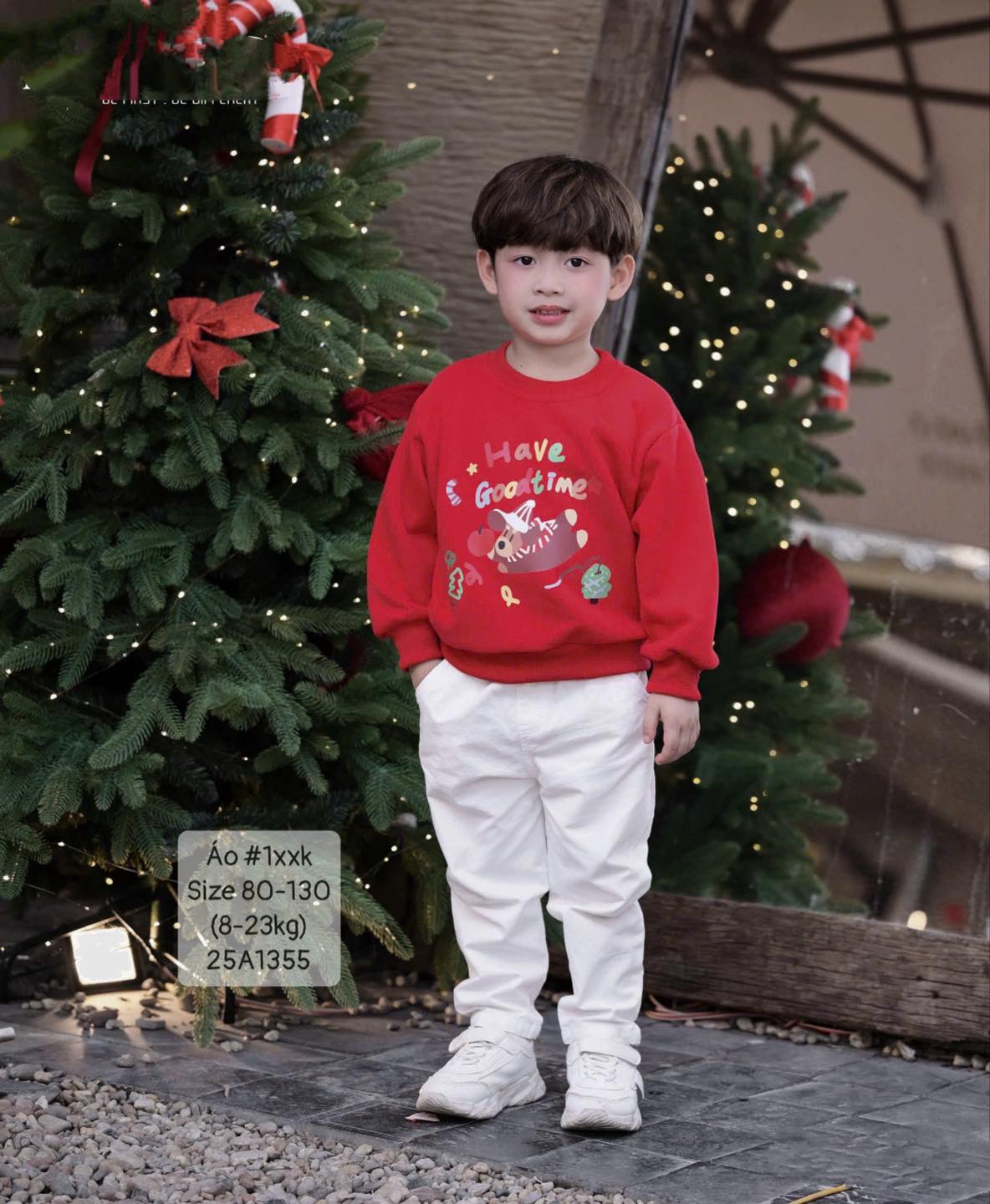 Áo nỉ đỏ Noel cho bé trai- bé gái