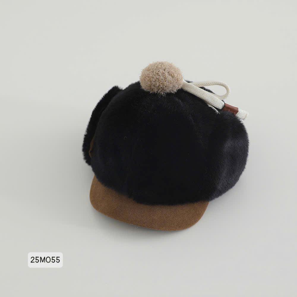 Mũ beret lông bịt tai cho bé gái