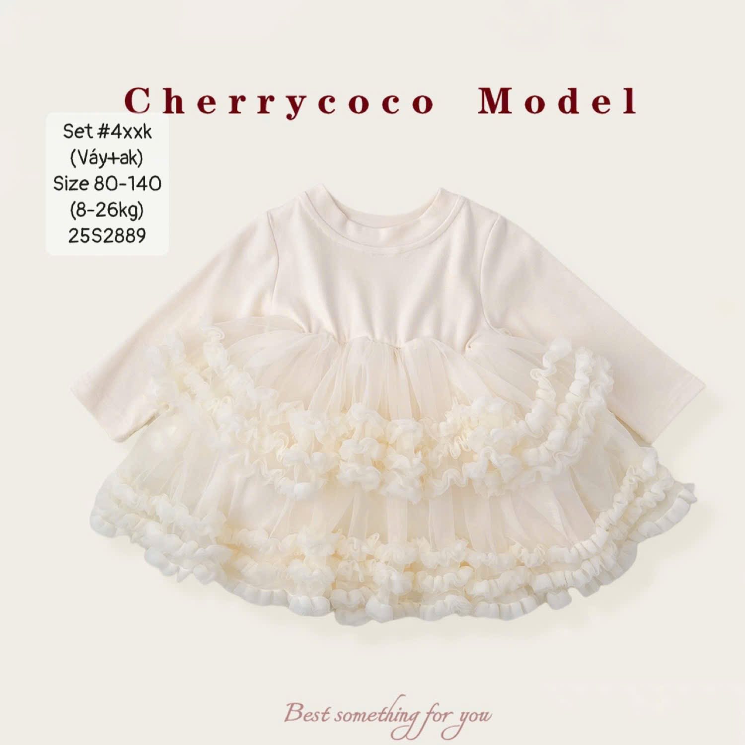 Cherry set ak len đỏ+váy hoa nổi Đo/Ho 80-140