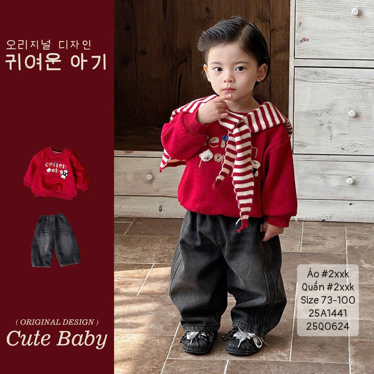 Áo nỉ đỏ diện Tết cho em bé trai
