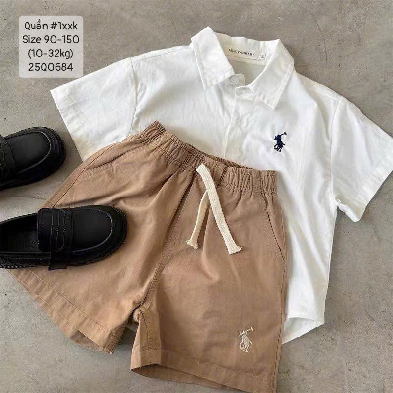 Quần short thêu ngựa cho bé trai