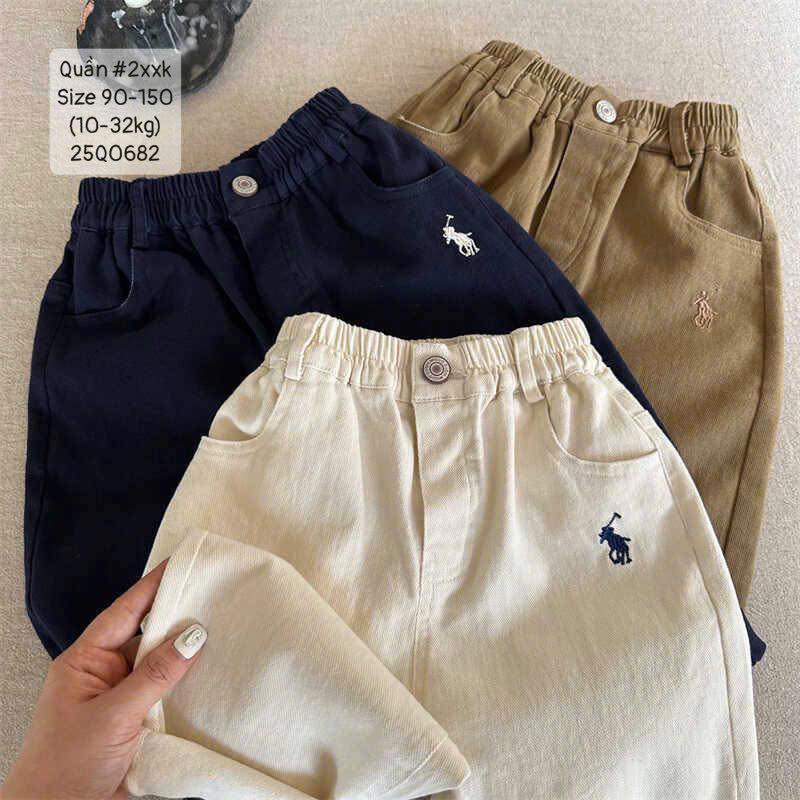 Quần baggy kaki thêu ngựa cho bé trai