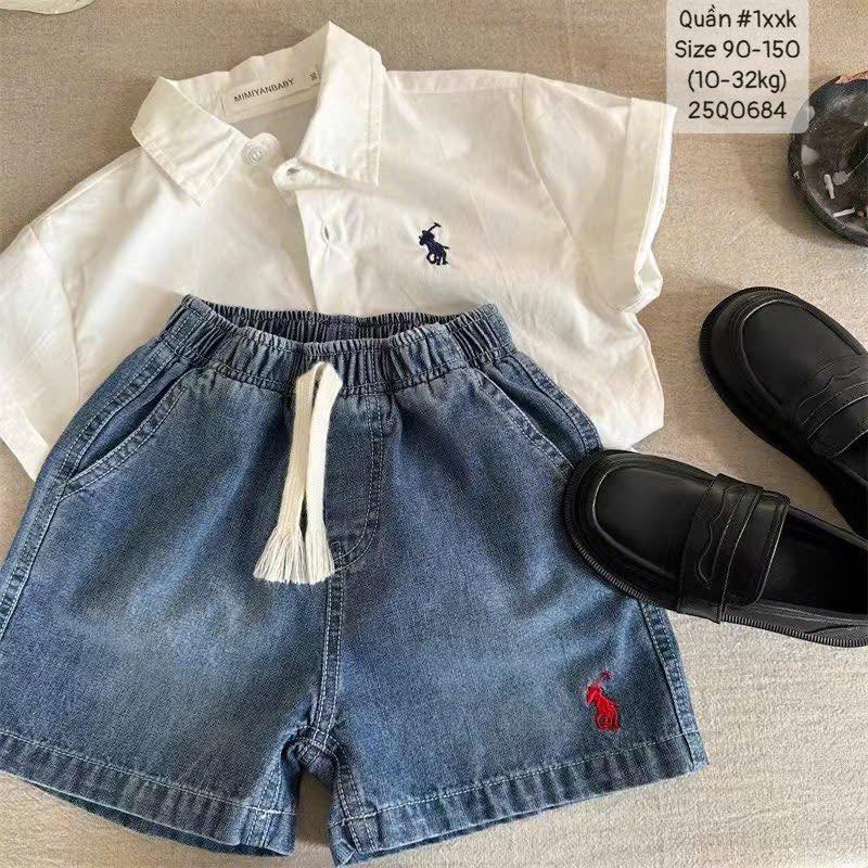 Quần short thêu ngựa cho bé trai