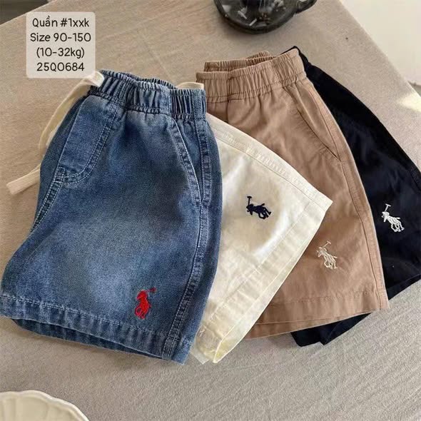 Quần short thêu ngựa cho bé trai