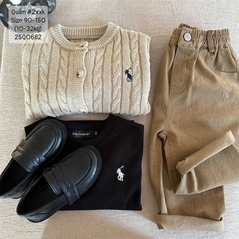 Quần baggy kaki thêu ngựa cho bé trai