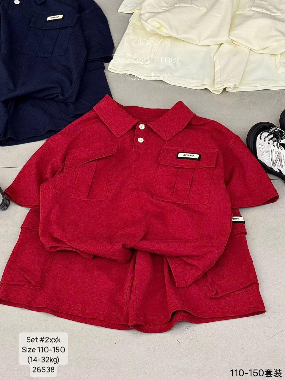 Set đùi áo polo SIZE ĐẠI phối túi cho bé trai