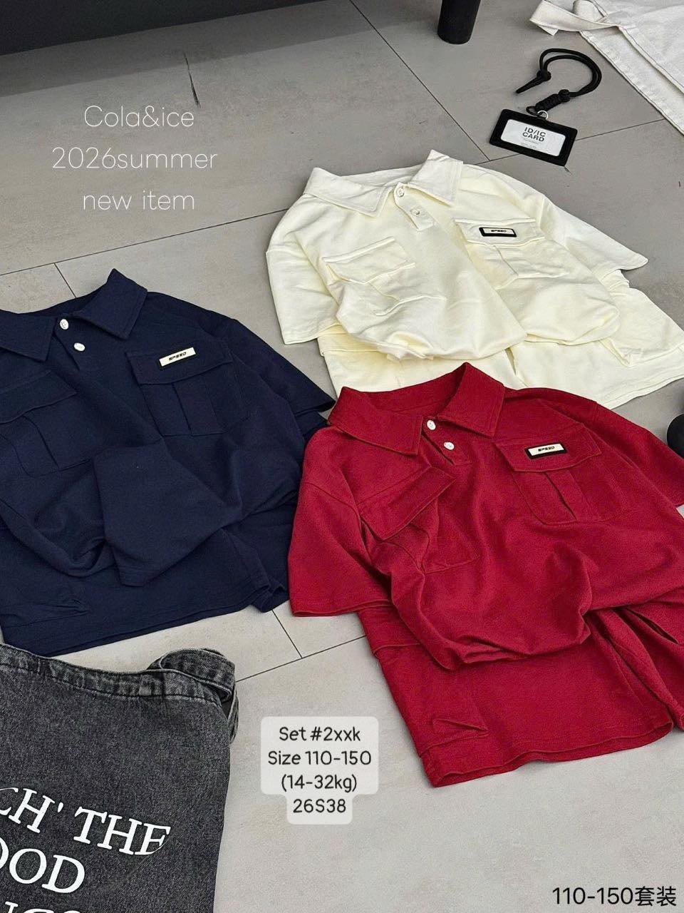 Set đùi áo polo SIZE ĐẠI phối túi cho bé trai