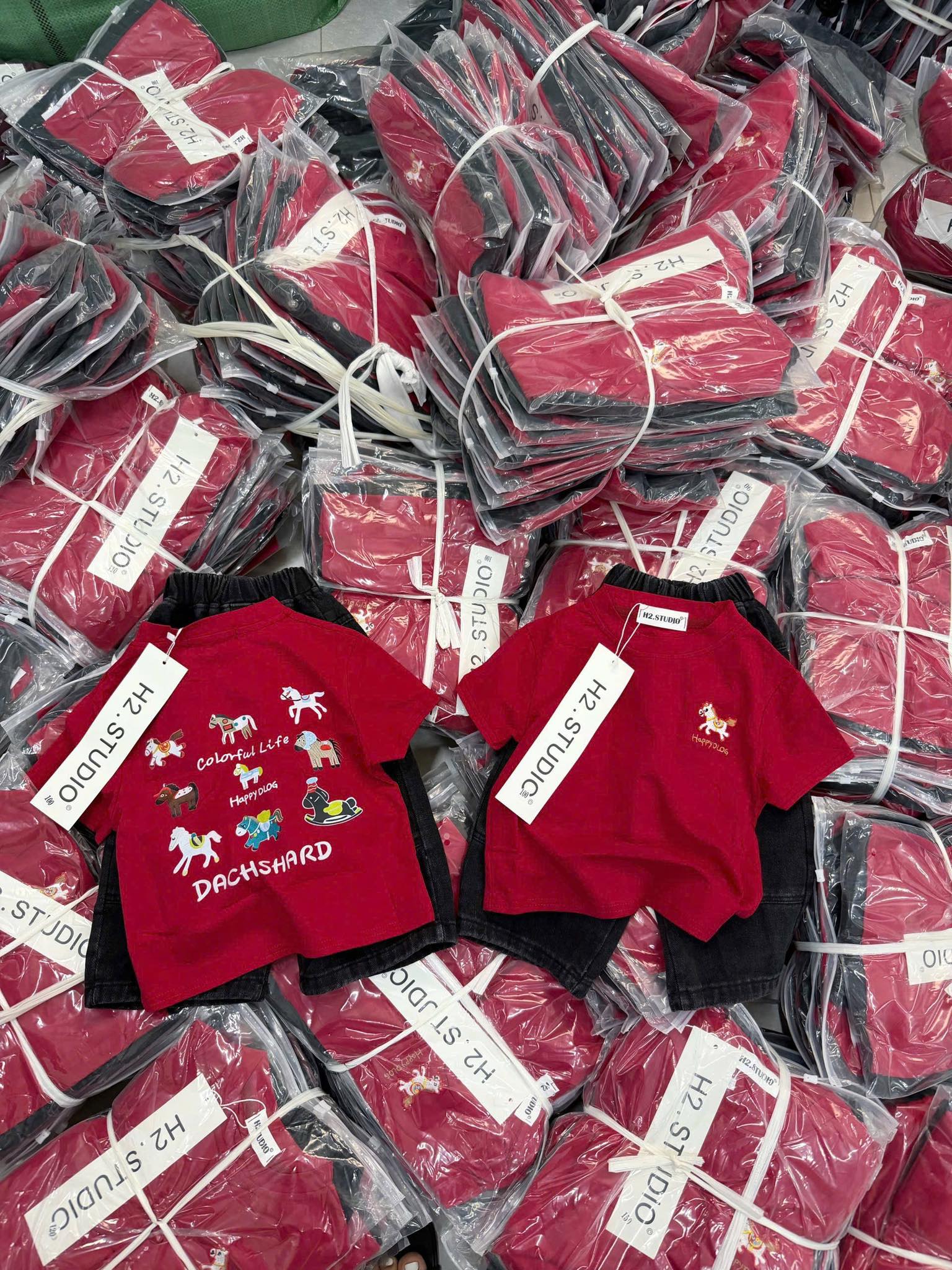 Set áo thun ngựa phối quần jeans cho bé trai