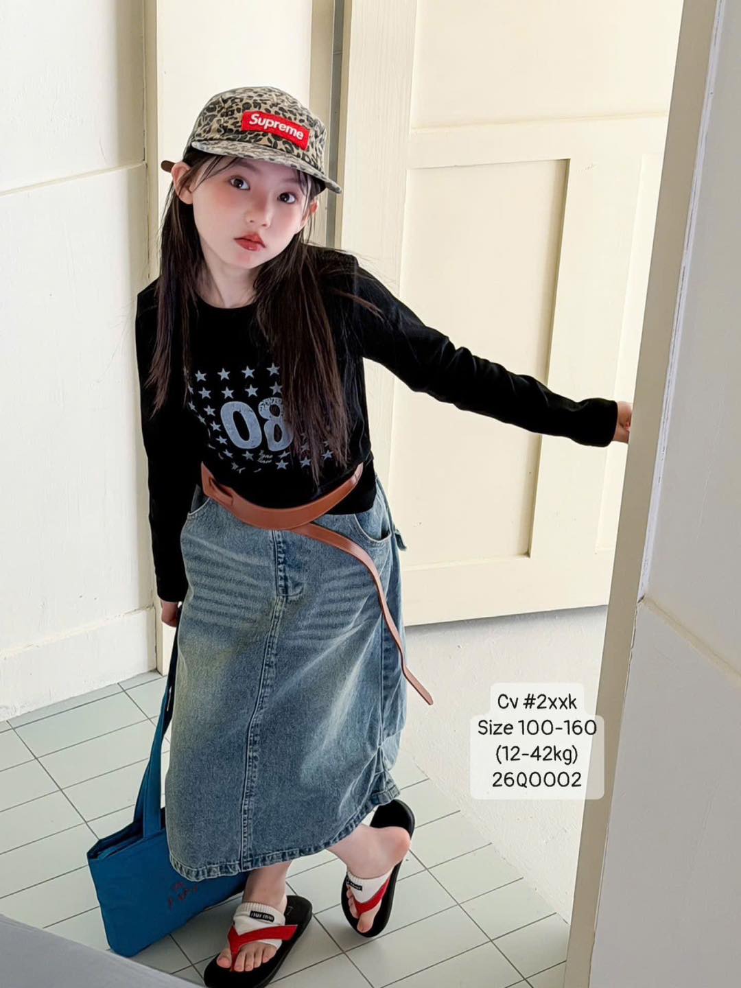 Chân váy jeans cho bé gái size nhỡ