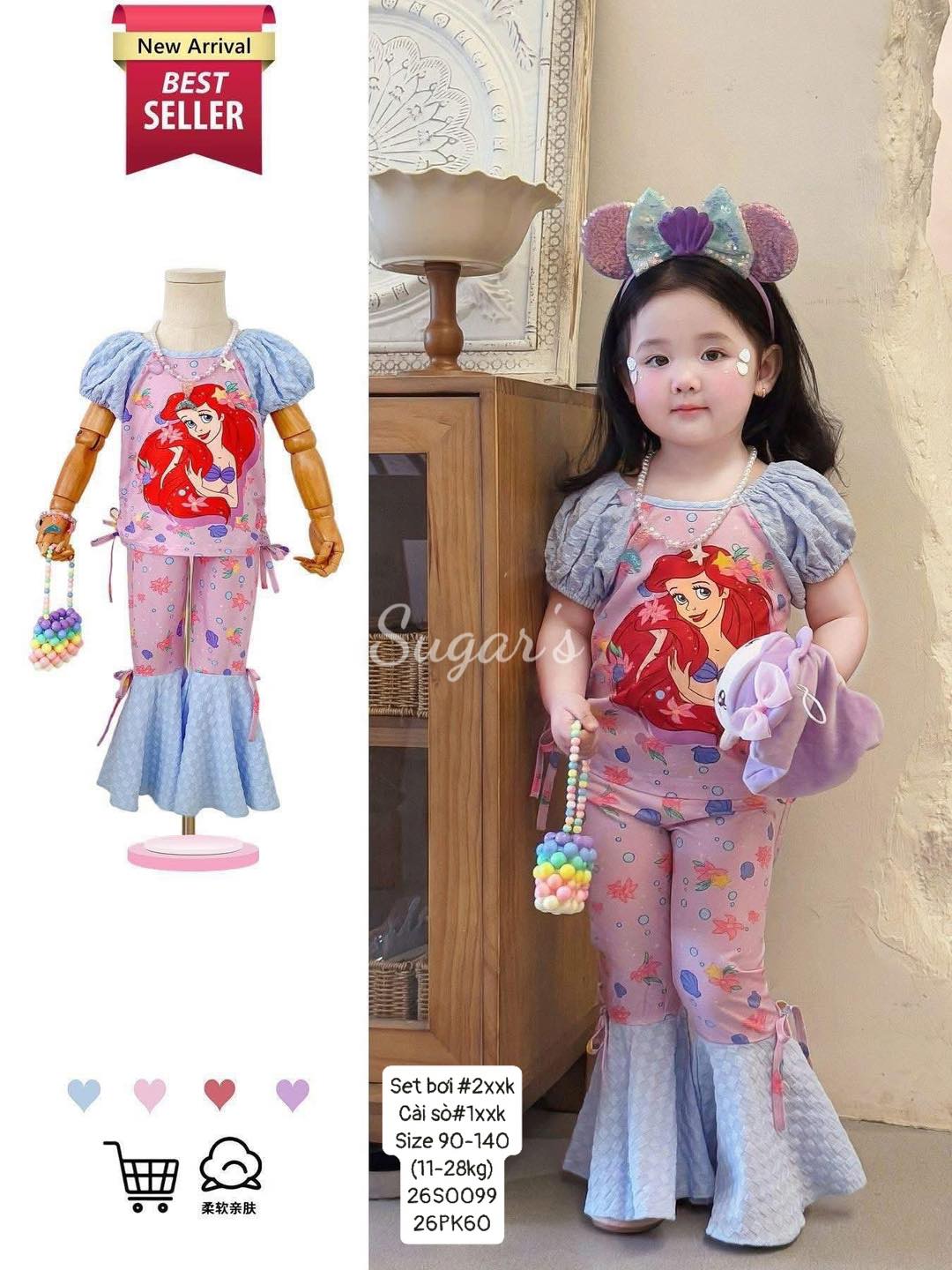 Set bơi tiên cá quần loe đáng yêu dành cho bé gái