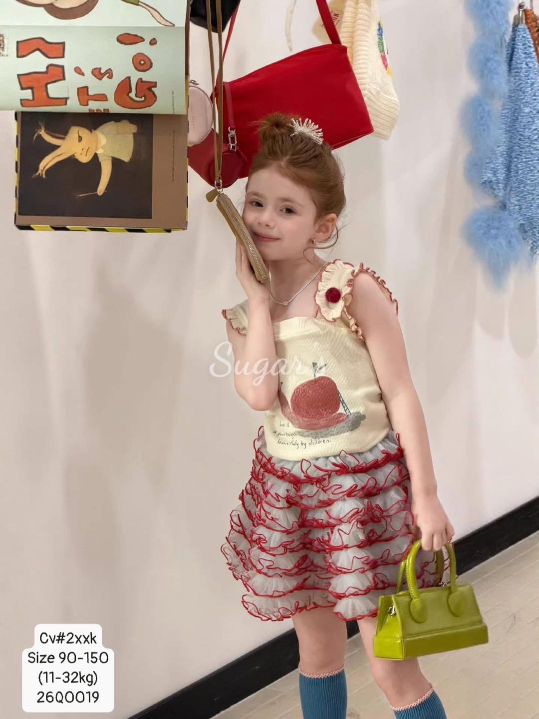 Chân váy voan viền màu siêu xinh cho bé gái