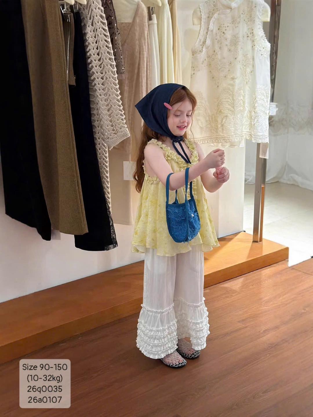 Quần loe lai xếp li tầng siêu dễ thương bé gái