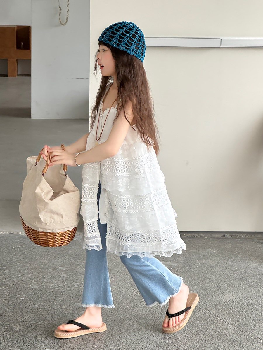 Váy dây thô nút gài hoa siêu xinh cho bé gái
