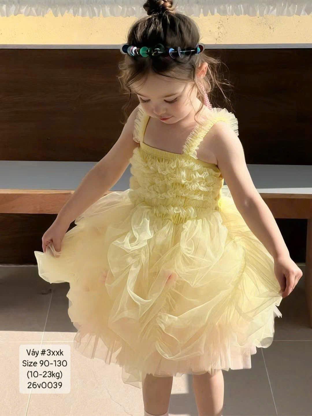 Váy dây công chúa nhún ngực cục bông siêu xinh dành cho bé gái