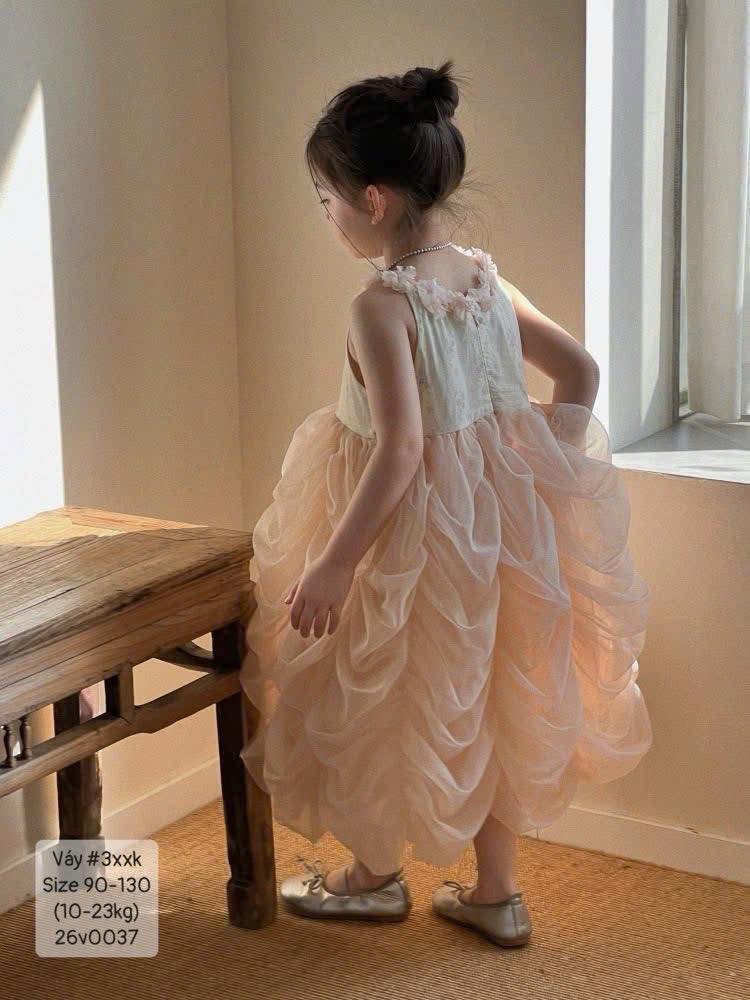 Váy công chúa cổ yếm hoa bồng siêu xinh cho bé gái
