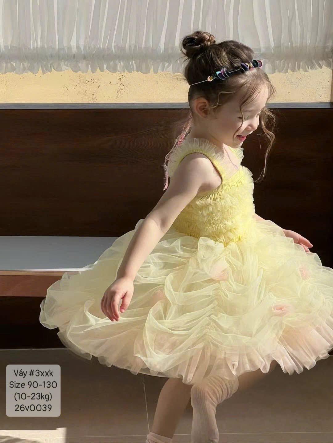 Váy dây công chúa nhún ngực cục bông siêu xinh dành cho bé gái