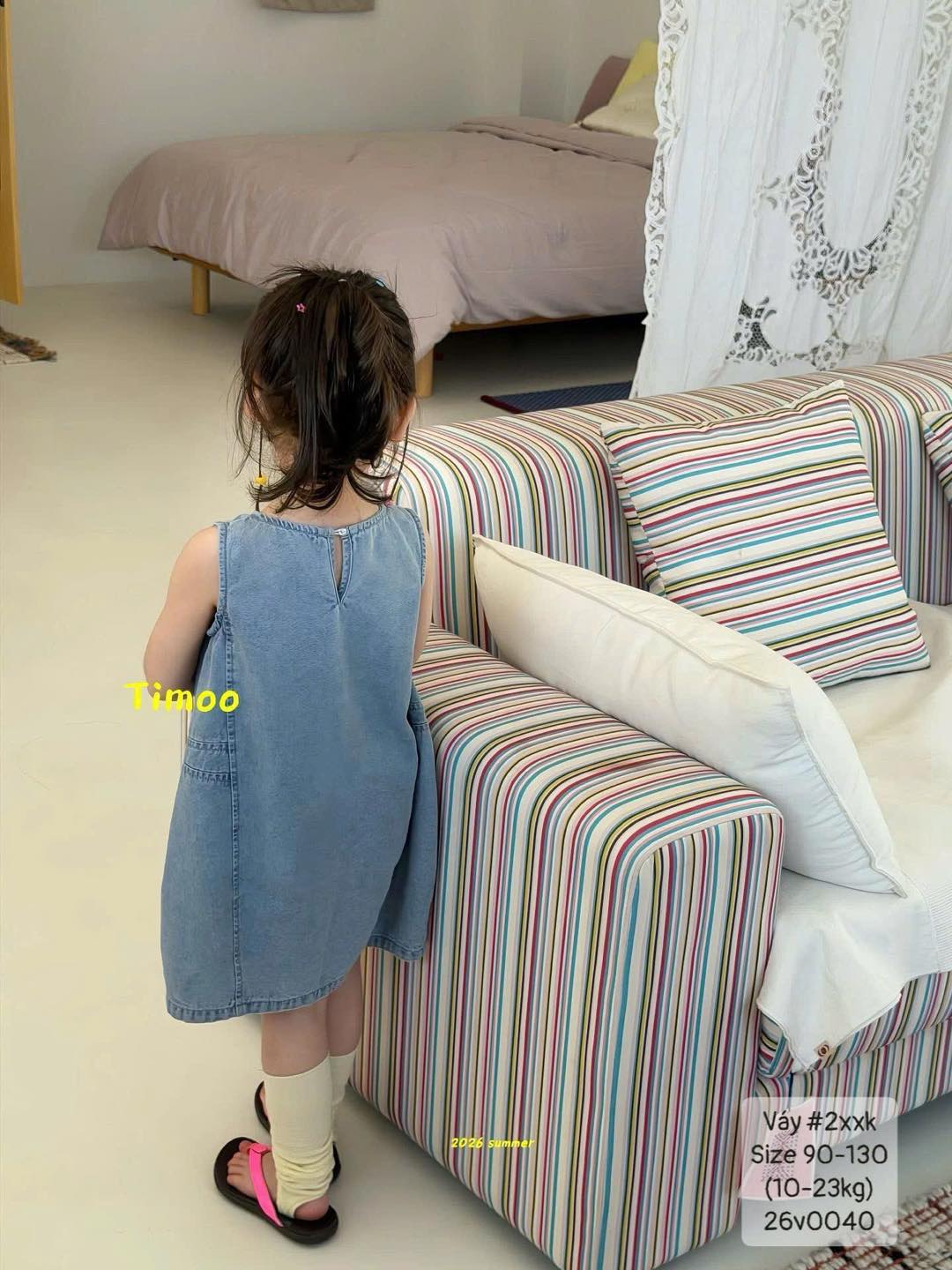 Váy jeans gấu thỏ nơ siêu đáng yêu cho bé gái