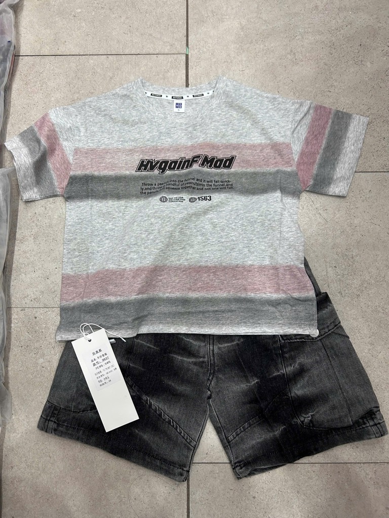 Set SIZE ĐẠI kẻ ngang in chữ cho bé trai