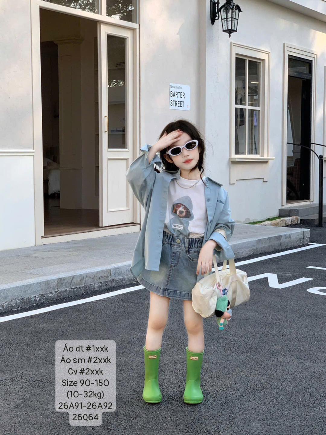 Áo sơ mi dài tay form rộng cho bé gái