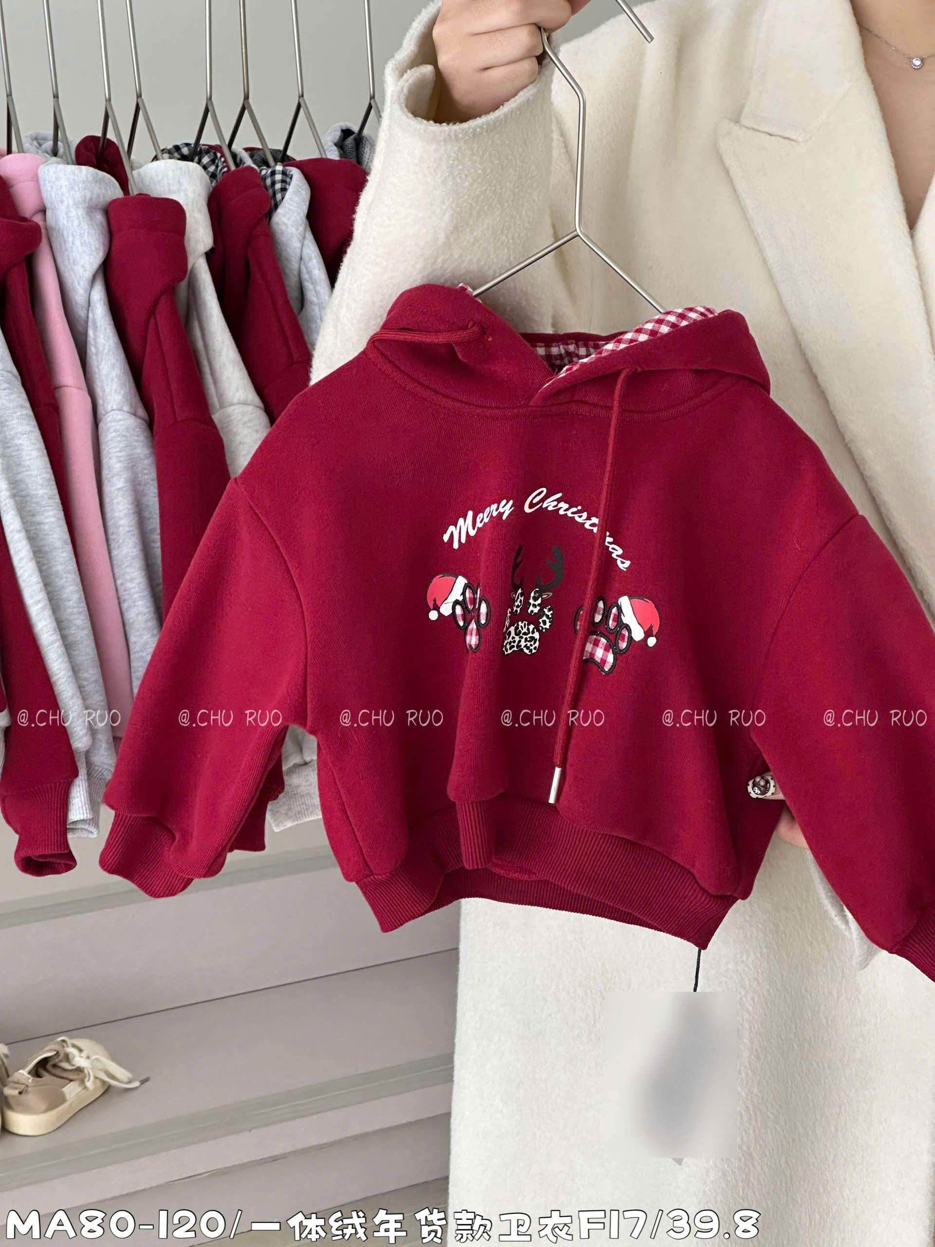 Áo nỉ hoodie hươu sừng diện Noel cho bé trai- bé gái