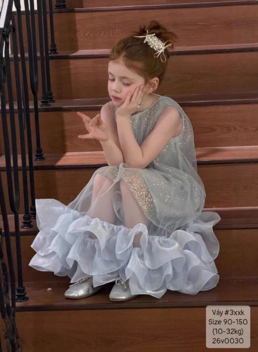 Váy công chúa kim sa bồng bềnh siêu xinh cho bé gái