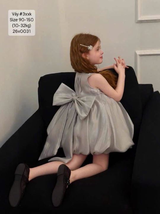 Váy bí sát nách trơn vải nhún siêu xinh cho bé gái