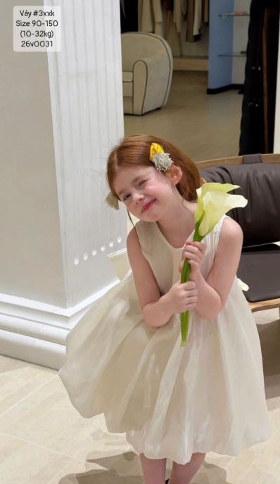 Váy bí sát nách trơn vải nhún siêu xinh cho bé gái