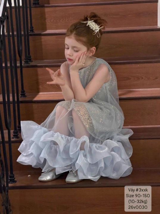 Váy công chúa kim sa bồng bềnh siêu xinh cho bé gái