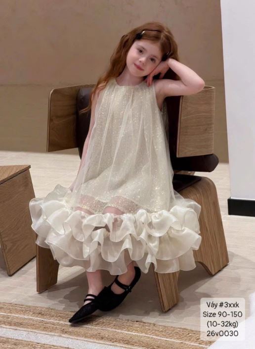 Váy công chúa kim sa bồng bềnh siêu xinh cho bé gái