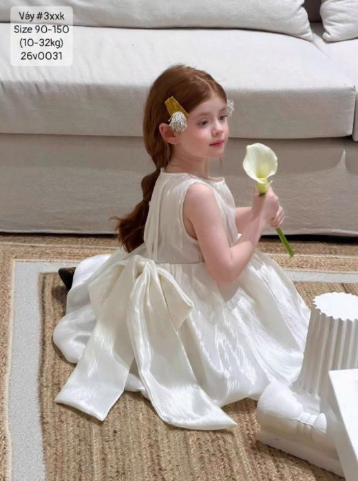 Váy bí sát nách trơn vải nhún siêu xinh cho bé gái