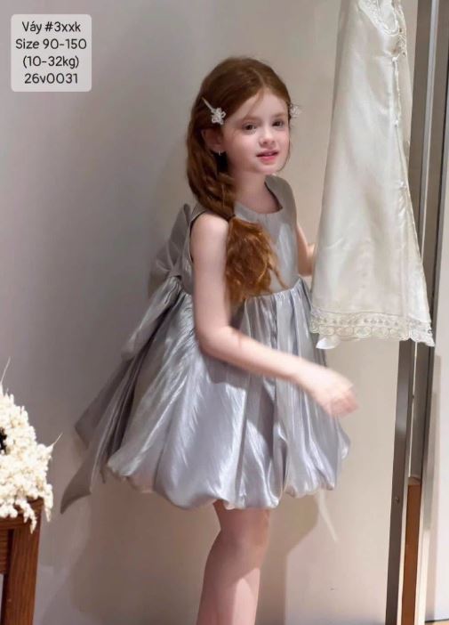 Váy bí sát nách trơn vải nhún siêu xinh cho bé gái