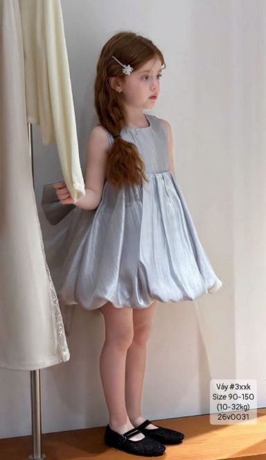 Váy bí sát nách trơn vải nhún siêu xinh cho bé gái