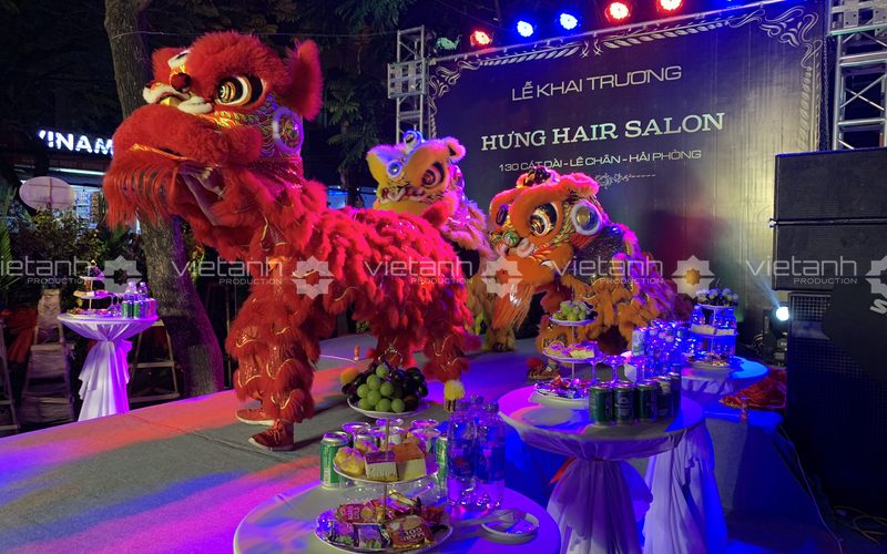 Backdrop sân khấu lễ khai trương Hưng Hair Salon tại Hải Phòng