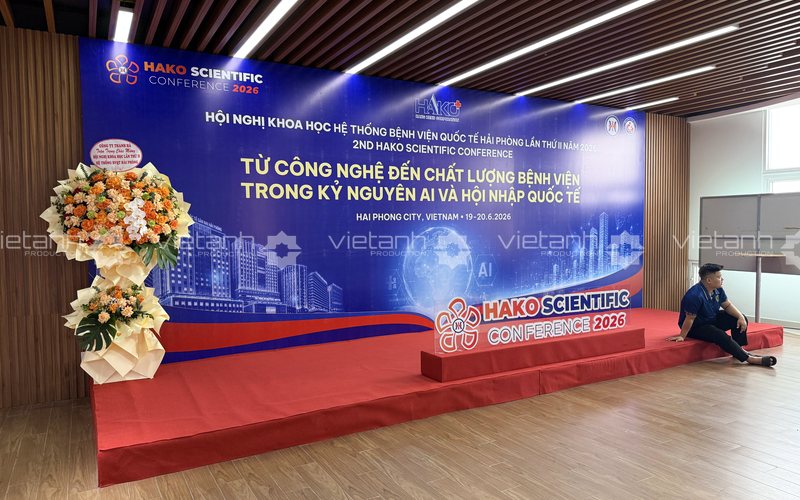 Backdrop sân khấu 3D Hội nghị khoa học HAKO 2026 tại Hải Phòng