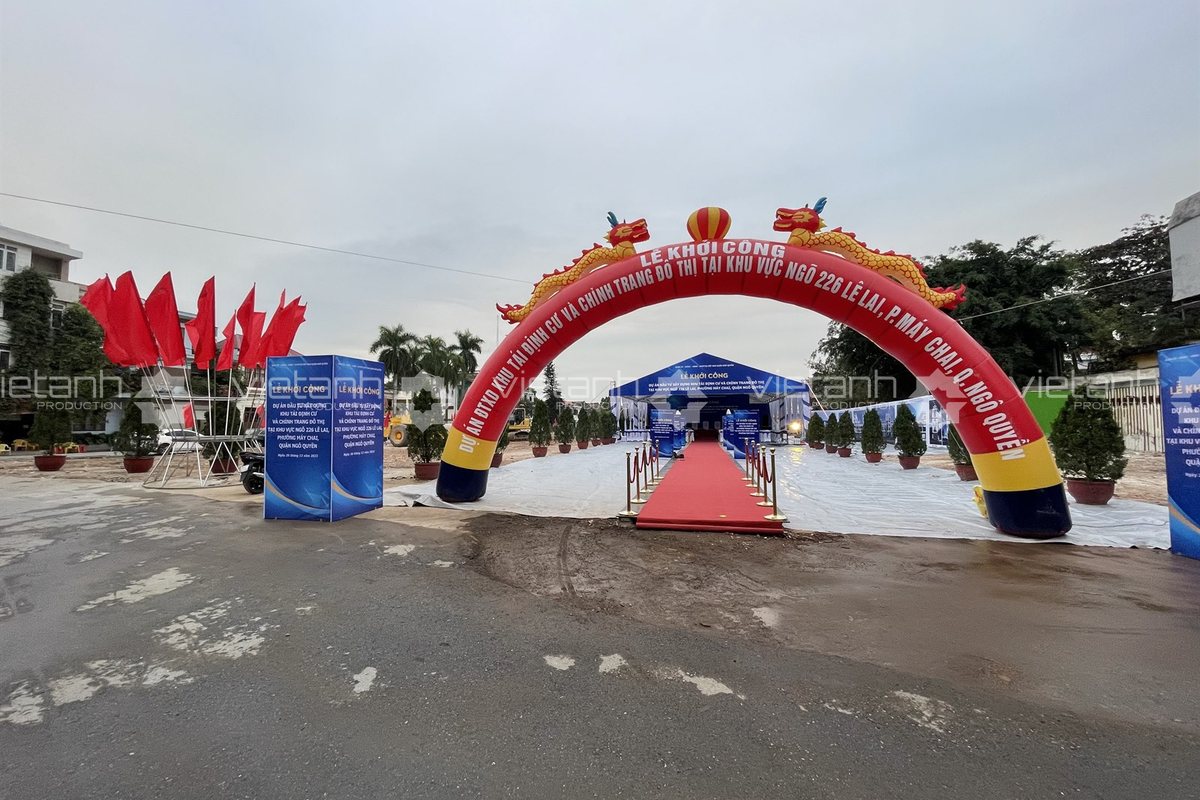 Cổng chào lễ khởi công Khu tái định cư 226 Lê Lai Hải Phòng