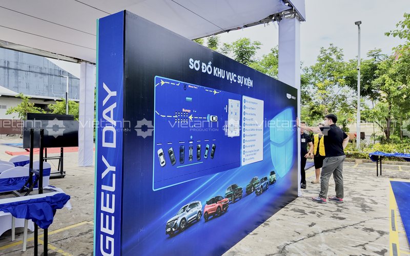 Lắp đặt backdrop sơ đồ khu vực Geely Day Hải Phòng