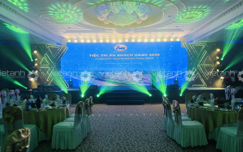 Màn hình LED làm backdrop sân khấu tiệc tri ân Cảng Hải Phòng