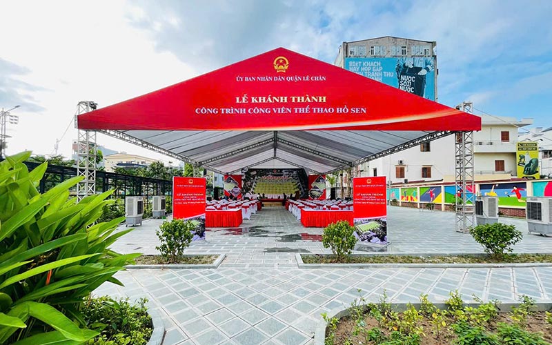 Nhà bạt Lễ khánh thành Công viên Thể thao Hồ Sen do Viet Anh Production lắp dựng
