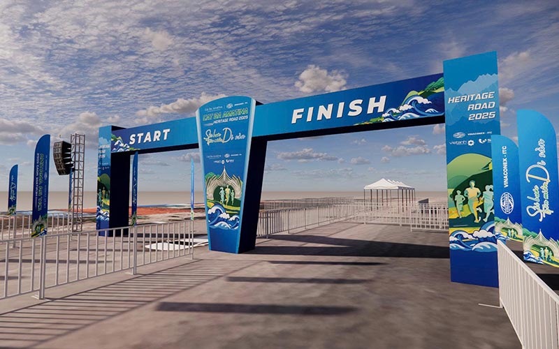 Phối cảnh cổng xuất phát và về đích Giải Marathon Cát Bà Amatina 2025