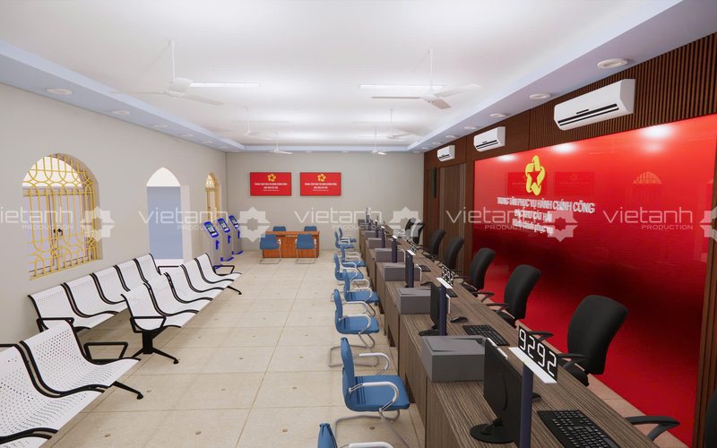 Phối cảnh không gian phục vụ tại Trung tâm hành chính công Cát Hải